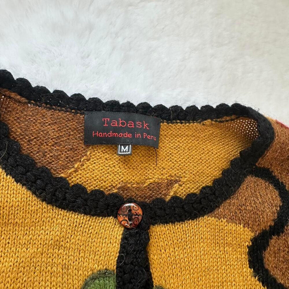 Tabask Wool Blend Sweater Abstract Art Nature Multicolor Hippie Alpaca - Med - Picture 3 of 7